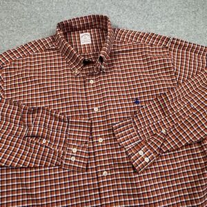 Brooks brothers 346 Shirt Mens XL Supima Cotton Check‎ Embroidered Sheep Logo